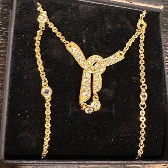 VINTAGE MONET Gold Plated Necklace with Crystals in gift box VINTAGE MONET - Picture 6 of 15